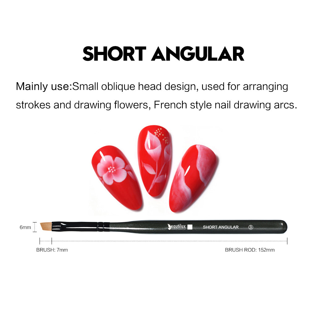 Pinceau Nail Art Short Angular – Détails & Nail Art | Beautilux NB-03