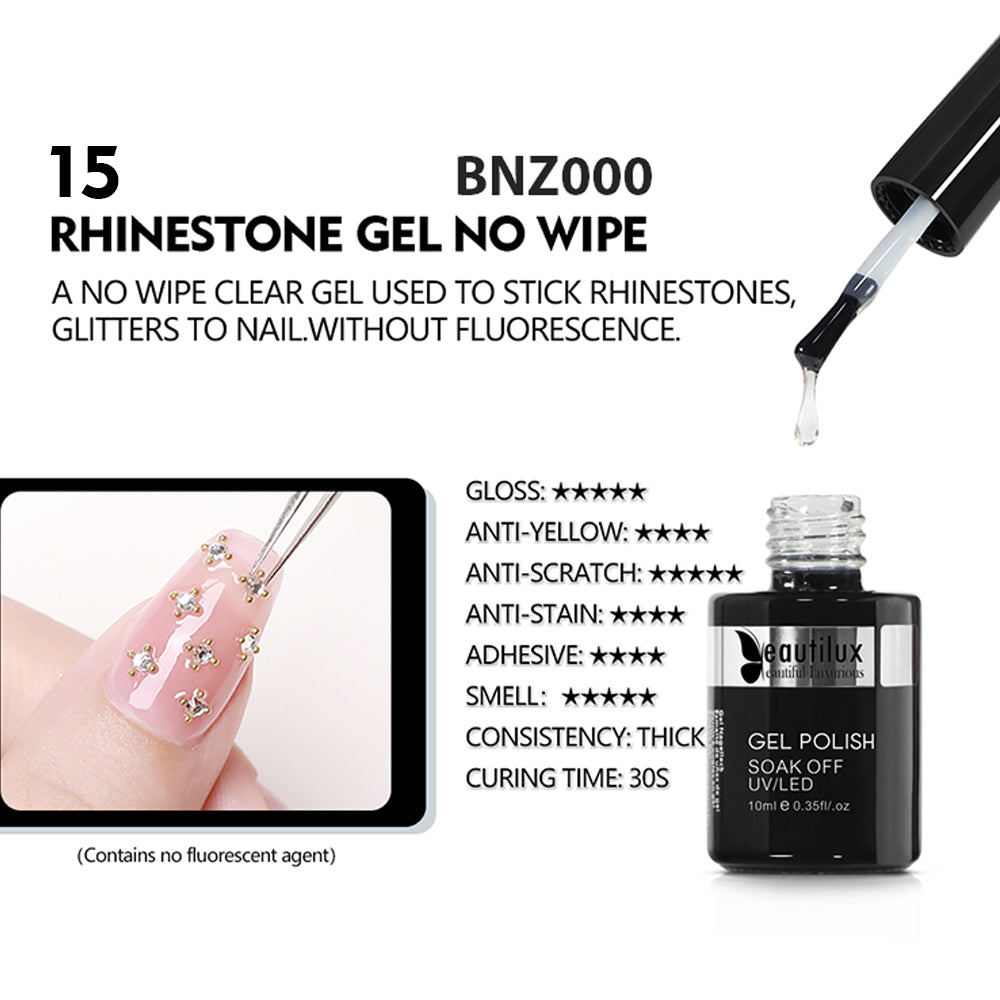 Rhinestone Gel No Wipe 10ml – Colle Strass & Décorations Ongles | Beautilux BNZ000