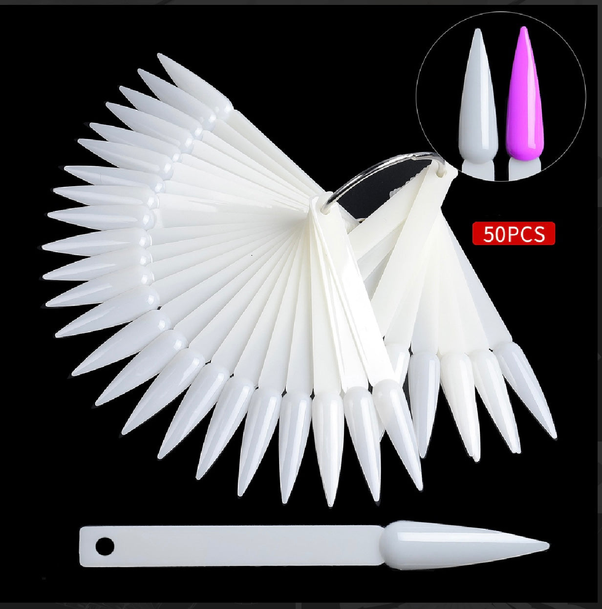 Nuancier blanc stiletto 50pcs