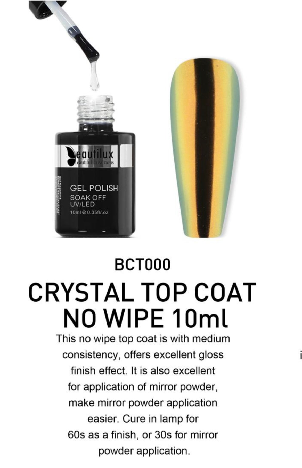 Top Coat Crystal No Wipe 10 ML BCT000
