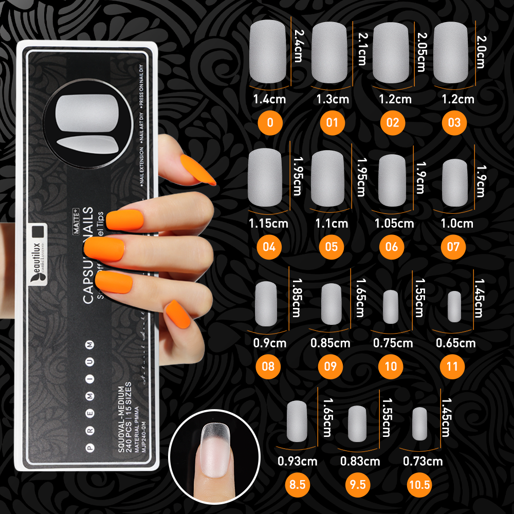 Capsule Américaine Squoval Médium 240Pcs MJP240-QM