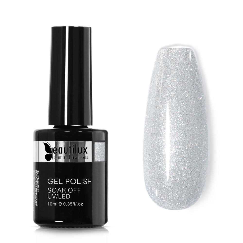 Vernis Semi-Permanent Reflective 10ml – Blanc Argenté Scintillant | Beautilux SZ-01