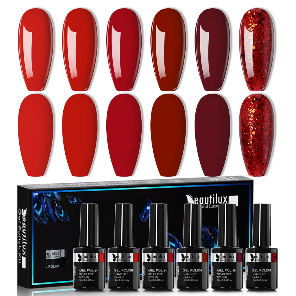 Kit de 6 vernis permanent Rouge 10ML YT-01