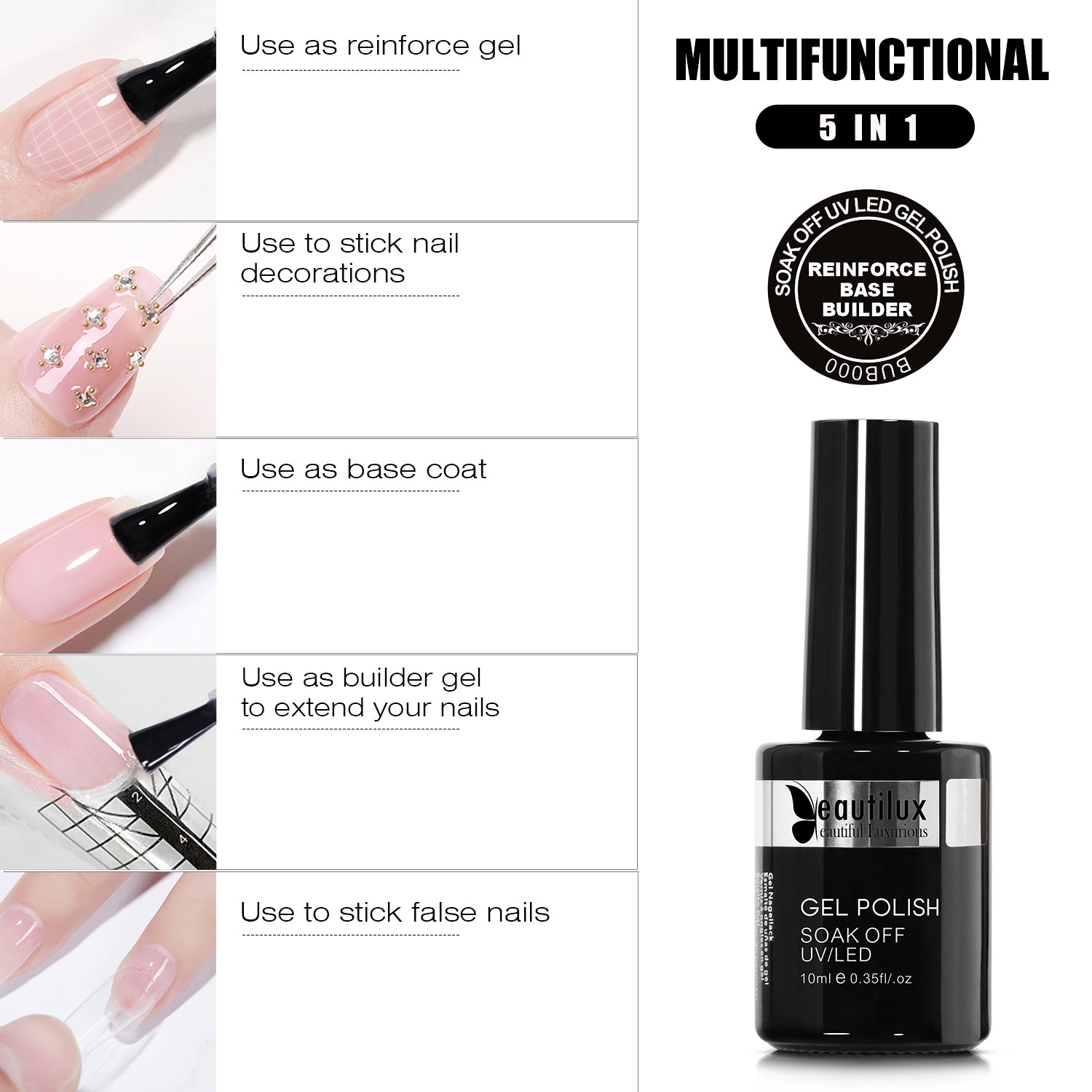 Kit Onglerie Professionnel 6 Produits – Base, Primer, Top Coat | Beautilux