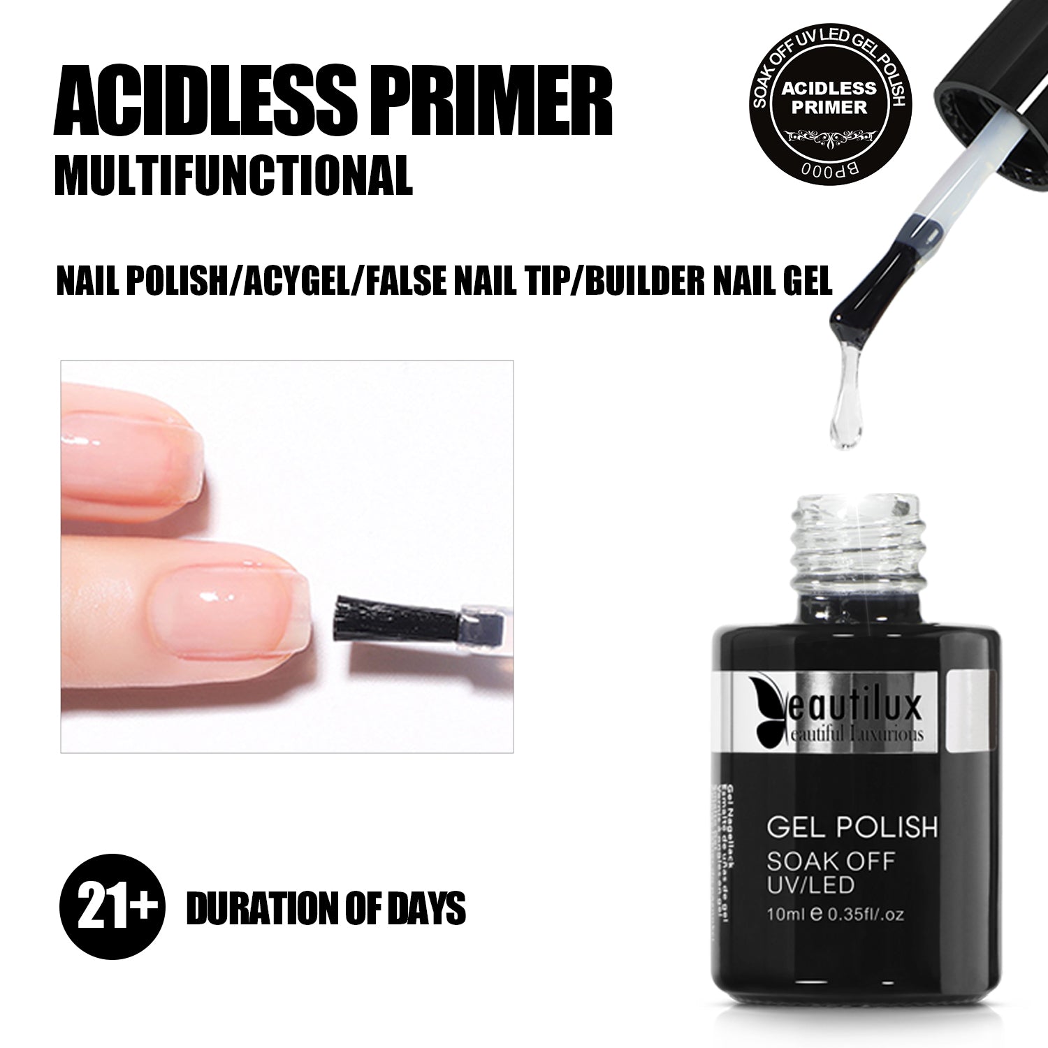 Kit Onglerie Professionnel 6 Produits – Base, Primer, Top Coat | Beautilux